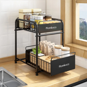 Organizer for Cabinet – Kitchen and Bathroom Organization – Ideal for Cabinet Space Saving, Corner Cabinet Organizer, Countertop, and Corner Shelf Kitchen Organizer